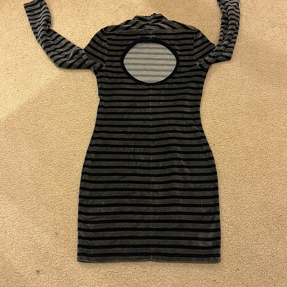 Alexander Wang Striped Velvet Dress with Keyhole Back - Picture 2 of 3